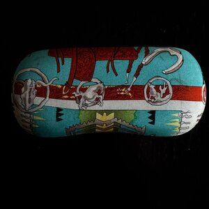 Vintage Nicole Miller Hard-Shell Eyeglass Case - Southwest Turquoise Print